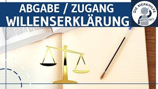 Wirksamwerden Abgabe Zugang amp Widerruf der Willenserklärung 2  BGB AT  Jura Grundlagen [upl. by Eerehs]