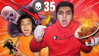 I Ate 1 quotWORLDS SPICIEST CHICKEN WINGquot For Every Kill My 6 Year Old Little Brother Got In Fortnite [upl. by Zzahc317]