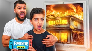 Our House CAUGHT On FIRE While Playing Fortnite [upl. by Yelnik]