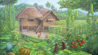 Bahay Kubo Nipa Hut Painting [upl. by Dogs]