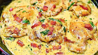 Creamy Garlic Parmesan Chicken Thighs  Easy Chicken Recipe [upl. by Sheya]