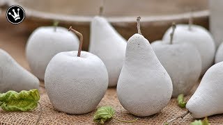 DIY  Herbstdeko selbermachen  Früchte aus Beton  Gießform aus Silikon herstellen  How to [upl. by Drofnas]