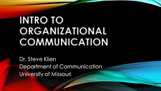 Introducing Organizational Communication [upl. by Herries]