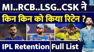 IPL Retention List  MI  RCB  CSKLSG ने किसे किया Retain Virat  Rohit  Hardik  Dhoni  Mayank [upl. by Kcirdec]